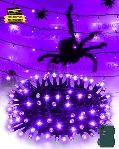 Halloween String Lights Battery Operated, Purple Fairy Lights with Timer Waterpr - Picture 1 of 7