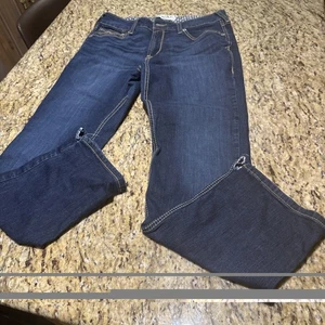 Ariat Jeans Damen 32s blau dunkle Waschung Denim roher Saum Western Cowgirl Cpix - Bild 1 von 13