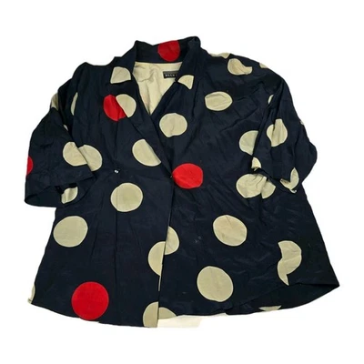 Ellen Tracy Linda Allard Silk Polka Dot Blazer Jacket Black Red Ivory - Image 1 of 4