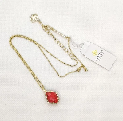 Nuevo collar colgante de oro Kendra Scott Ellington en bronce veteado rojo magnesita Foto 1 de 4