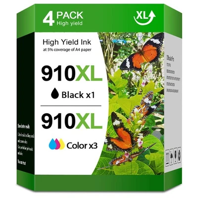 PACK DE 4 combinaciones de tinta 910XL con chip para HP OfficeJet Pro 8010 8020 8022 8025 8028 8030 Foto 1 de 4