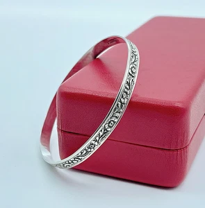 Vintage Felch & Co. Danecraft Sterling Embossed Floral Stackable Bangle Bracelet - Picture 1 of 6