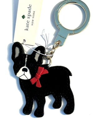Chaveiro Kate Spade Boston Terrier Bulldog Francês Berloque Camurça Colecionadores - Imagem 1 de 4