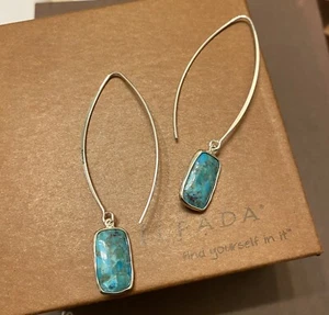 Silpada Oasis Compressed Turquoise Drop Earrings in Sterling Silver  - Picture 1 of 3