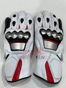 DAINESE WHITE HANDMADE LIGHTWEIGHT MOTORBIKE COWHIDE LEATHER ARMOURED GLOVES - Picture 1 of 3