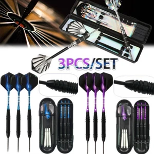 22g 3pcs/set Tungsten Darts Set Steel Tip Dart Shafts & Flights & Barrels & Case - Picture 1 of 17
