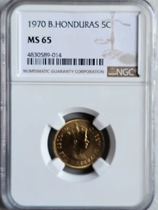 British Honduras 5 Cents 1970 NGC MS 65 - Picture 1 of 2