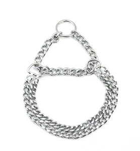 Doppelzughalskette mit Zugstopp/Begrenzung Halsband Würger Kette Stahl Chrom - Bild 1 von 1