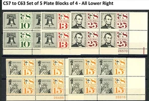 1959 to 1961 5 Matching Position Plate Blocks MNH Scotts C57 C58 C59 C62 C63 LR - Picture 1 of 2