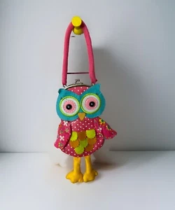 Girls Big eyed Owl Pink Polka dot Floral Felt Purse with Lining & Snap Closure - Picture 1 of 8