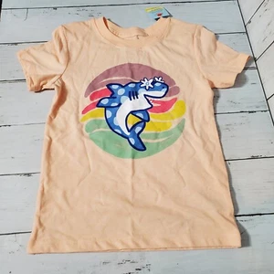 Cat & Jack Toddler Boy Shirt Pullover Short Sleeve Graphic light Peach Sz 4T New - Picture 1 of 5