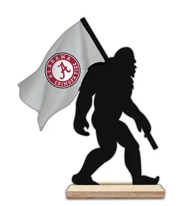 "Recorte de arte de escritorio Alabama Crimson Tide Bigfoot con bandera talla 18" - Imagen 1 de 1