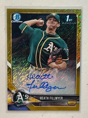 Heath Fillmyer 2018 Bowman Chrome 13 /50 Gold Shimmer Refractor 1st Auto - Image 1 of 2