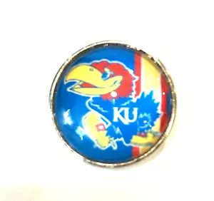 Kansas Jayhawks snap button 18mm fit ginger snap Jewelry Fast Shipping - Picture 1 of 2