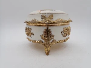 Joyero de colección musical corazón baratija flores adornos dorados juega "The Way We Were" - Imagen 1 de 12