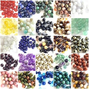 Natural Gemstone Beads lot Smooth Round Loose Bead 100pcs 4mm 6mm 8mm 10mm 12mm - Picture 1 of 358