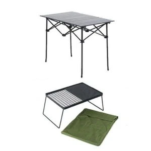 Adventure Kings Aluminium Roll-Up Camping Table + Camp Fire BBQ Plate Cooking - Picture 1 of 9