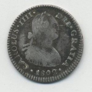 Spain España Mexico Colonial 1802 1 REALE KM 81 VF- - Picture 1 of 2