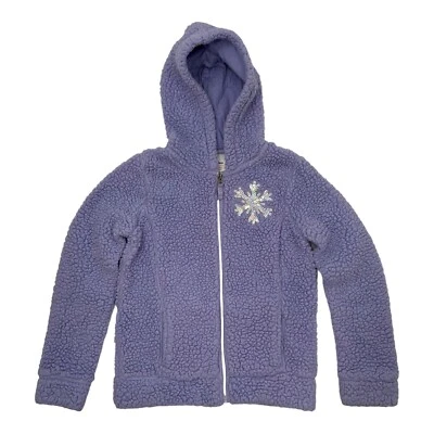 Disney Frozen Imitación Piel Sherpa Peluche Chaqueta Sudadera con Capucha Cremallera Púrpura Copo de Nieve Niñas 8 Foto 1 de 4