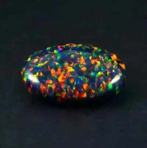 Natural Black Fire Opal Oval Cabochon 9.63 Ct A+ Australian Loose Gemstone - Picture 1 of 6