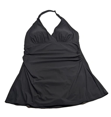 L.L. Bean Black Halter Neck Modest Swimsuit Swim Dress - Size 18W - Image 1 of 4
