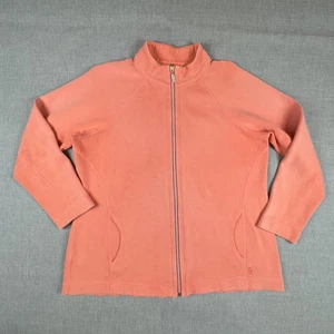 Tommy Bahama Sweater Womens XL Coral Full Zip Mock Neck Cotton Jacket Casual - Picture 1 of 15