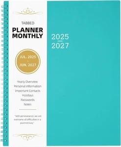Monthly Planner 2025-2027 - 9 inches X 11 inches, Green - Picture 1 of 8