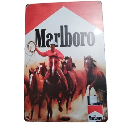 Жестяной знак ретро — ковбой Marlboro — винтажный плакат с барной табличкой 8x12 дюймов, настенный декор - Изображение 1 из 4