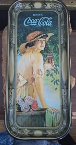 Vintage 1972 DRINK COCA COLA Advertising 19" LONG TIN METAL Tray New Old Stock - Picture 1 of 4
