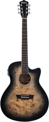 Washburn Deep Forest Burl 6 String Acoustic-Electric Guitar, Right, Black... - Image 1 of 4