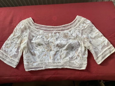 Vintage embellished Lace half-cut top embroidered with seed pearls. S size 8/10. - Image 1 of 4