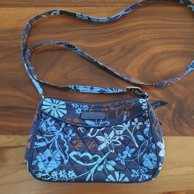 Used Vera Bradley Little Crossbody - JAVA FLORAL- blue/brown/turquoise - Image 1 of 4
