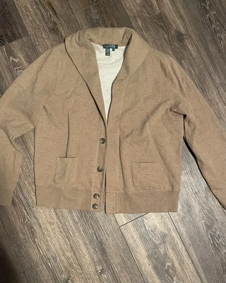 Cárdigan LRL Ralph Lauren Para Hombre Cuello Chal Talla L Color Camel Botón Delantero Foto 1 de 4