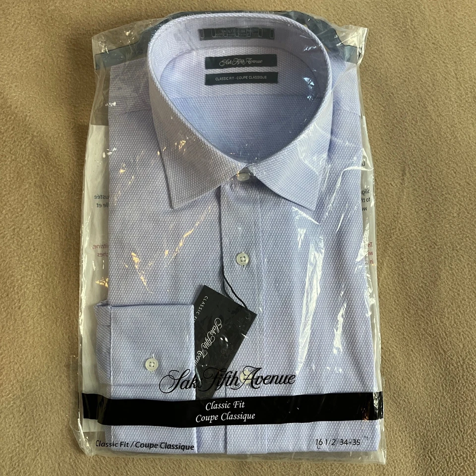Saks Fifth Avenue Men's Classic Fit Dress Shirt Size 16 1/2 34-35 Purple NWT - Image 1 of 4