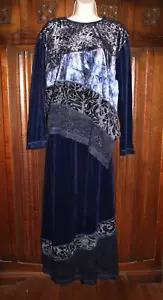Vintage Spencer Alexis burn out velvet top and skirt set L/12 blue lace - Picture 1 of 17