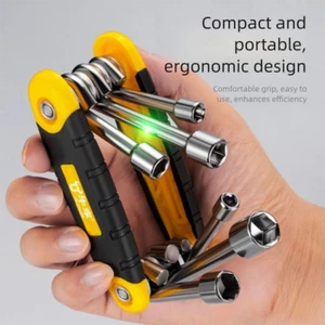 Folding Hex Key Set High Hardness Hex Nut Driver Set Socket Wrench Bicycle - Picture 1 of 12