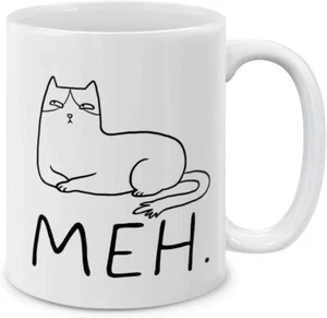 Divertente Umorismo Tazze Satira, Cat Meh Tazza da Caffè in Ceramica Tazza da Tè - Foto 1 di 2