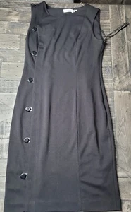 Calvin Klein Dresses Womens Knee Length Black Dress Button Accents New Size 6 - Picture 1 of 11