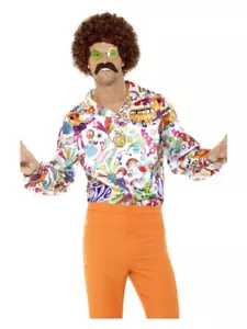 Adult Mens 60s Groovy Shirt 70s 80s Disco Festival Fancy Dress Party Costume - Picture 1 of 1