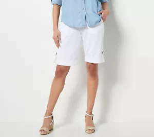 Bermudas de algodón Susan Graver Weekend detalle anillo en D -Blanco (XL) A487768 - - Imagen 1 de 4