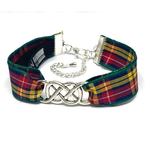VALENTINO Bracciale BUCHANAN tartan scozzese con ciondolo centro infinito argento + BORSA REGALO