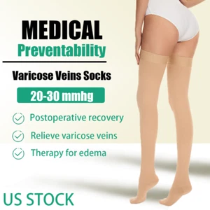 Ted Hose Socks 20-30 mmHg Moderate Level Thigh High Unisex Compression Stockings - Picture 1 of 18