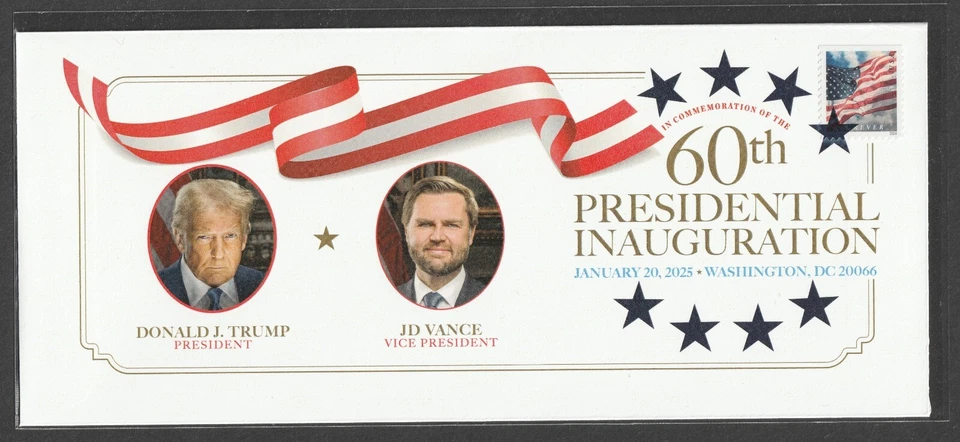 US Presidential Inaugural Trump & Vance Flag White Clouds Top Cachet FDC 2025 - Image 1 of 1