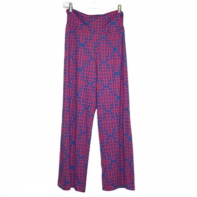 Mudpie Womens Size S (4-6) Wide Leg Pant Pink/Blue Stretch Pull On Mod HARLOW - Image 1 of 4