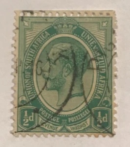 Union Of South Africa Postage Revenue 1/2d Green King George V Perf 14 - Picture 1 of 2