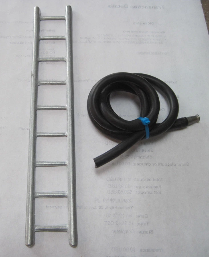 Restoration package for Tonka fire Jeep   9 rung  ladder,  20 " hose and nozzle - Image 1 of 1