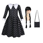 Kids Wednesday Addams Cosplay Wednesday Costume Girls Halloween Outfit Dress