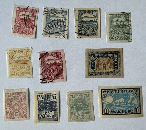 EARLY LOT OF 11 DIFFERENT ESTONIA IMPERF STAMPS MINT AND USED COLLECTION Cover