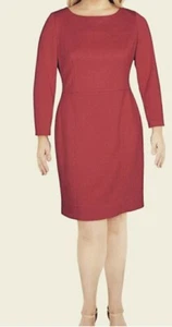 Anne Klein Damen rot Langarm Wildleder Scuba Etuikleid Größe 10 - Bild 1 von 2