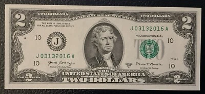 March 13th 2016 Birthday Anniversary Bill $2 US Dollars FRN. **L@@K** 03-13-2016 - Image 1 of 2